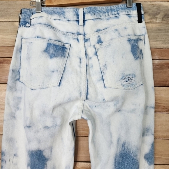 Alexander Wang Denim Cult Side Zip Bleach Out Jean High Rise Distressed Raw Hem - Picture 11 of 13